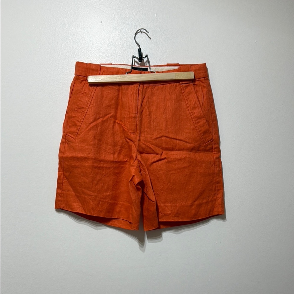 J. Crew Women's Linen Orange Flat‎ Front Shorts